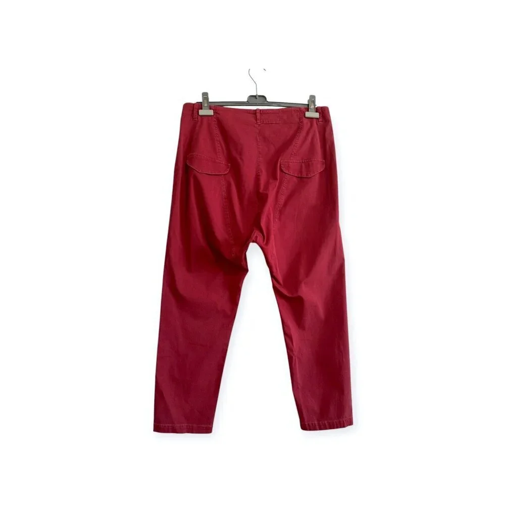 Nili Lotan Paris Drop Crotch Cropped Pants, ‎ Size 10, Red - Picture 2 of 12